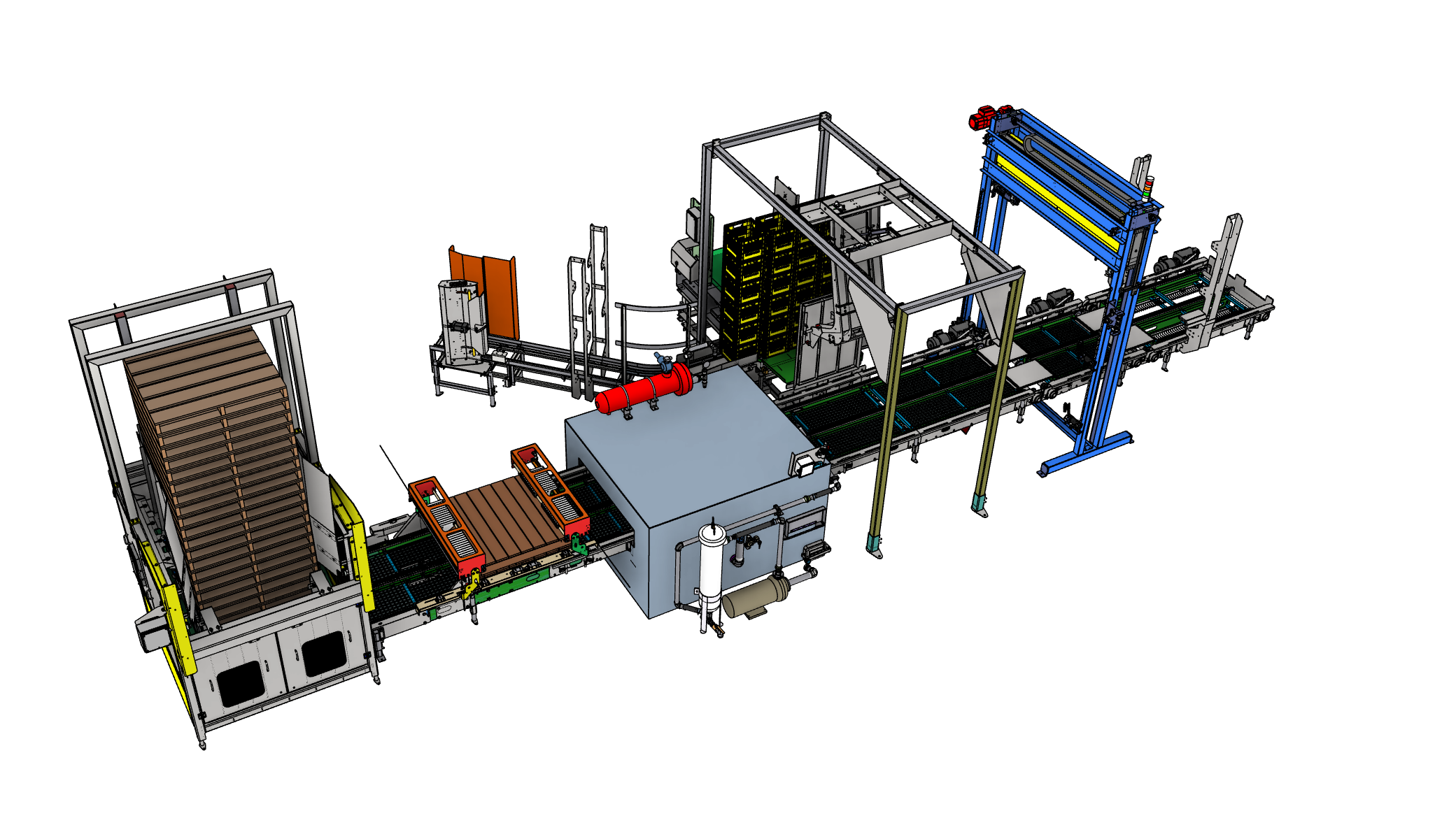 Palletizer With Washer and Pallet Checker Inline Layout 08